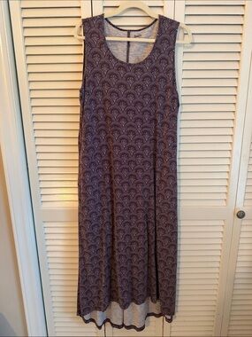 Duluth Trading Co Purple Patterned Sleeveless Maxi Dress